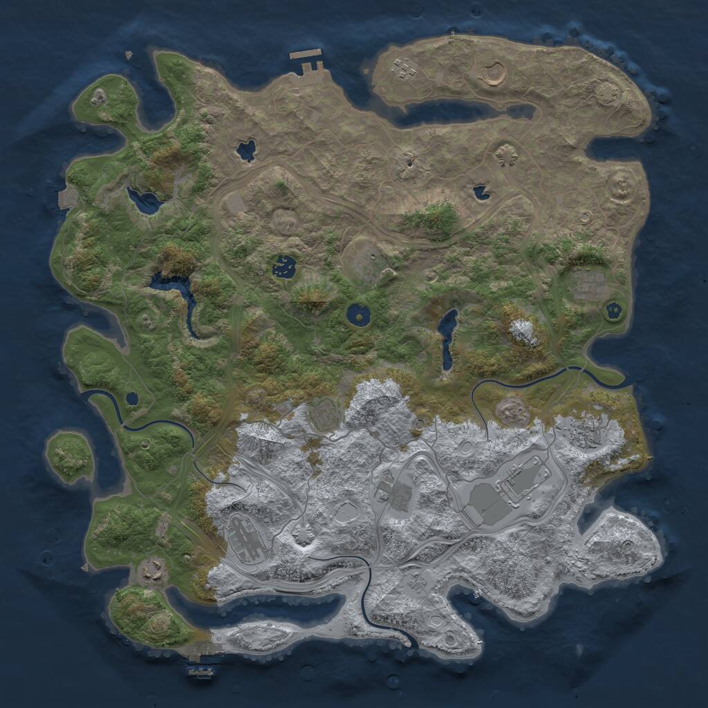 Rust Map: Procedural Map, Size: 4500, Seed: 352062219, 17 Monuments