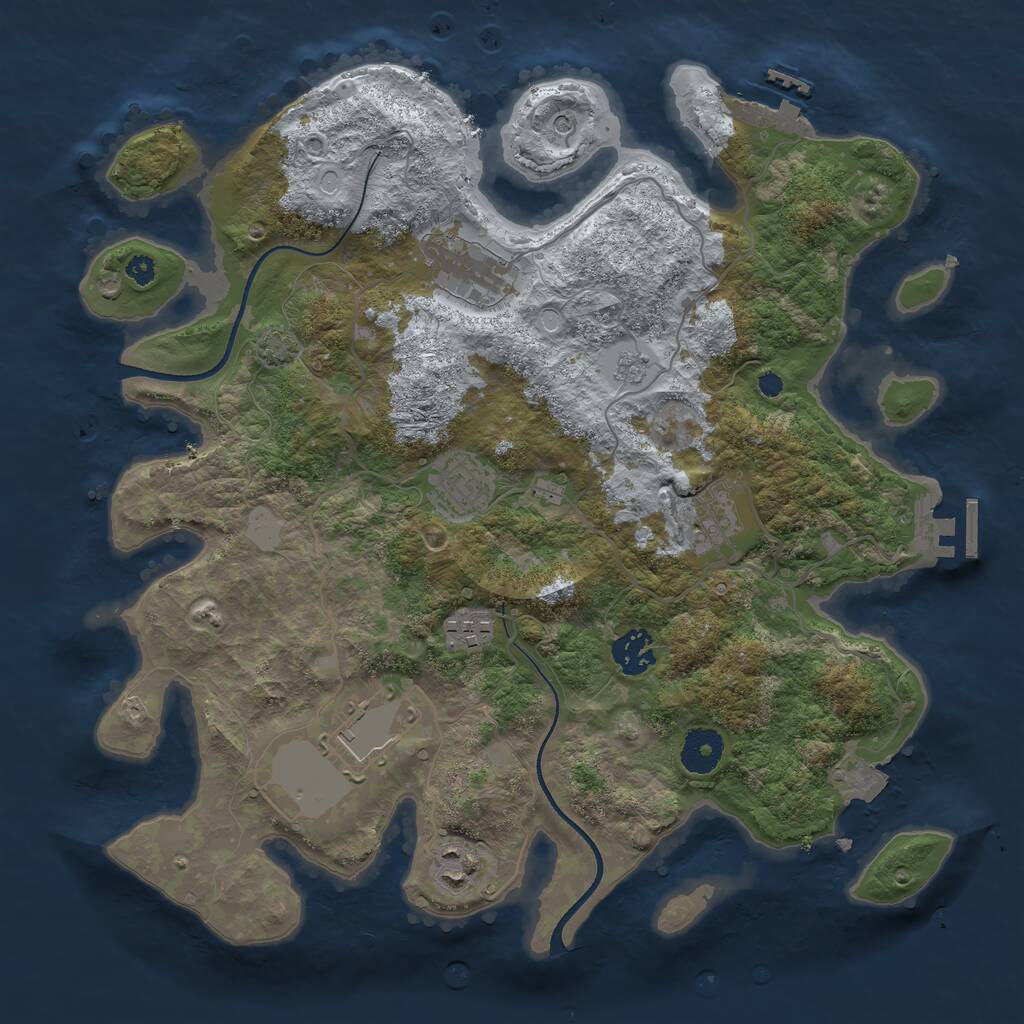 Rust Map: Procedural Map, Size: 3500, Seed: 935737617, 13 Monuments