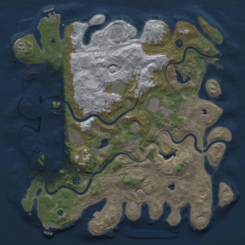 Rust Map: Procedural Map, Size: 4500, Seed: 1331166368, 16 Monuments