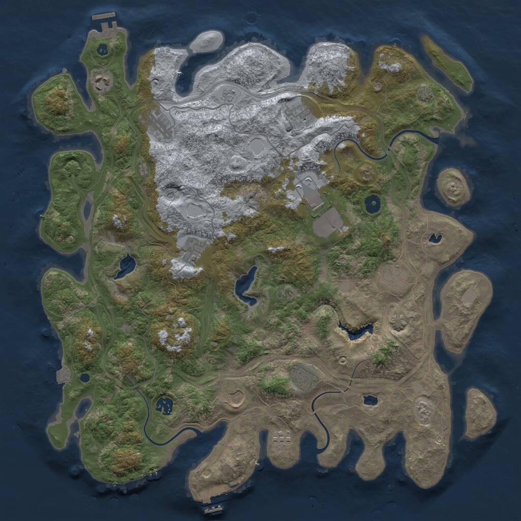 Rust Map: Procedural Map, Size: 4500, Seed: 1331166368, 16 Monuments