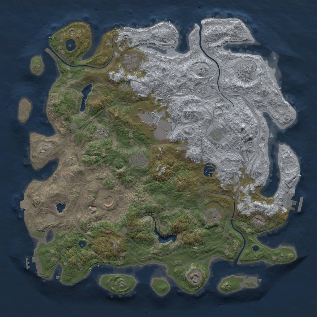 Rust Map: Procedural Map, Size: 4250, Seed: 771452948, 16 Monuments