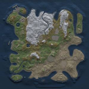 Thumbnail Rust Map: Procedural Map, Size: 3500, Seed: 13315908, 12 Monuments