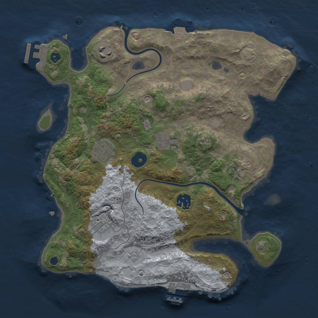 Rust Map: Procedural Map, Size: 3200, Seed: 1090488352, 12 Monuments