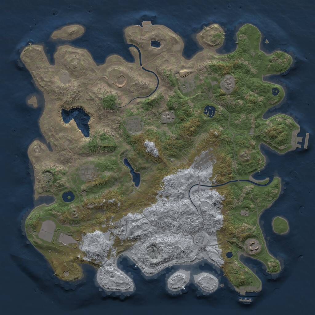 Rust Map: Procedural Map, Size: 4000, Seed: 341090810, 16 Monuments