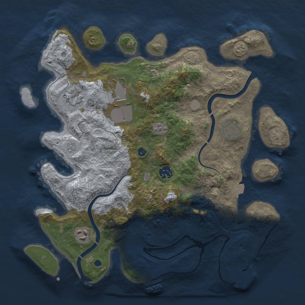 Rust Map: Procedural Map, Size: 3600, Seed: 11724, 12 Monuments