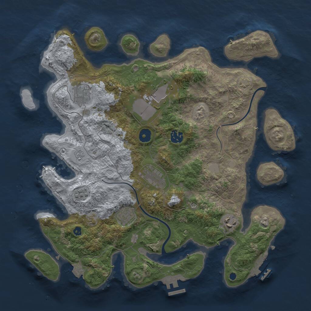 Rust Map: Procedural Map, Size: 3600, Seed: 11724, 13 Monuments