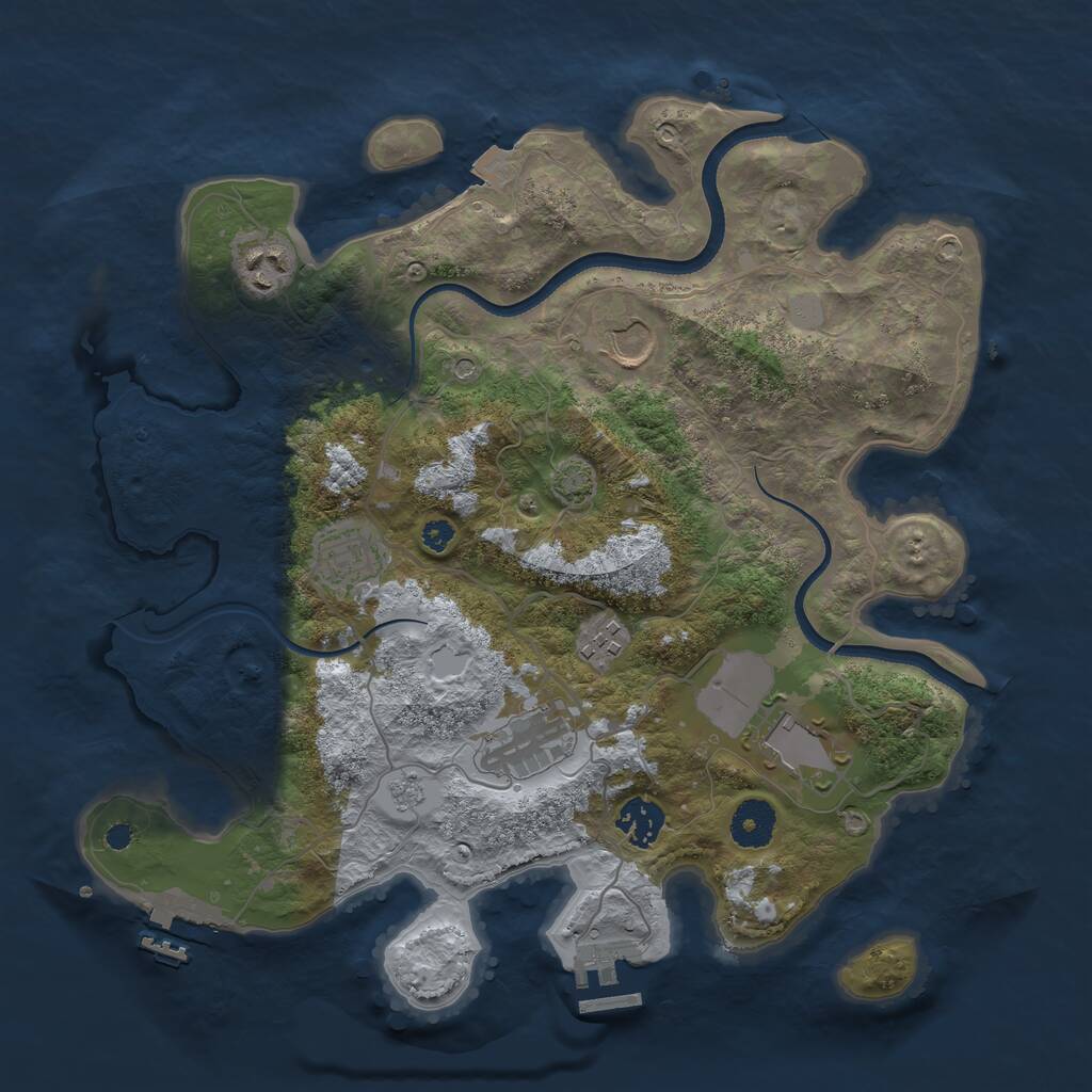 Rust Map: Procedural Map, Size: 3500, Seed: 2083125641, 13 Monuments