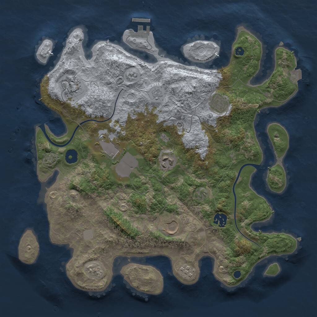 Rust Map: Procedural Map, Size: 3500, Seed: 236560195, 12 Monuments