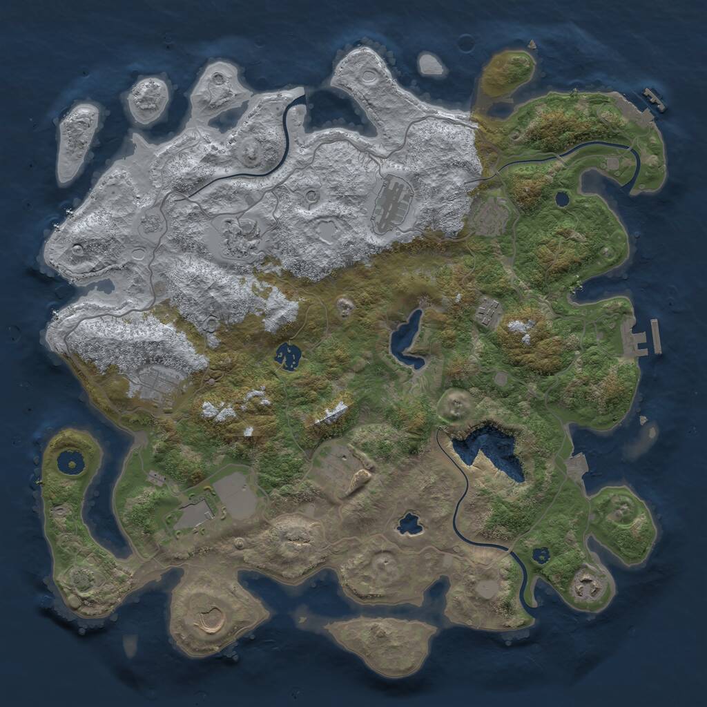 Rust Map: Procedural Map, Size: 4050, Seed: 1169422909, 16 Monuments