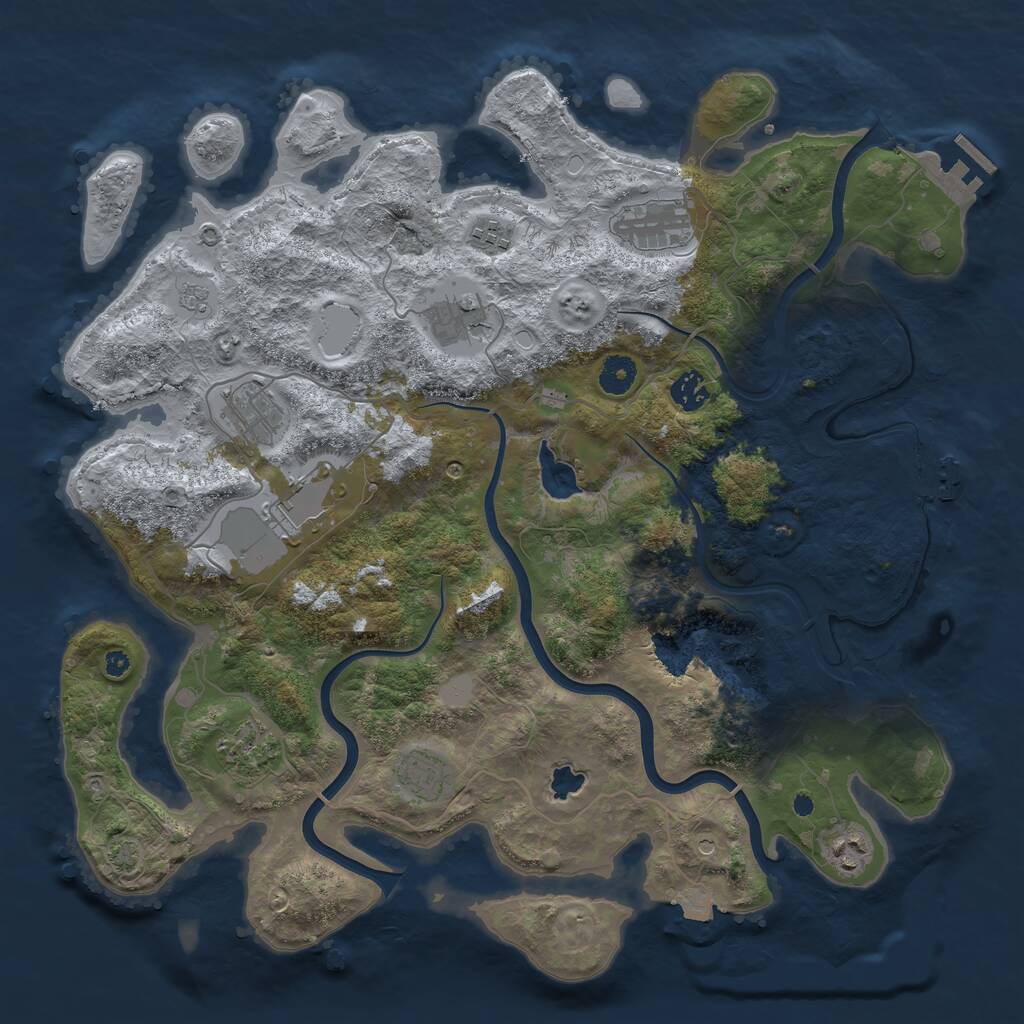 Rust Map: Procedural Map, Size: 4050, Seed: 1169422909, 15 Monuments