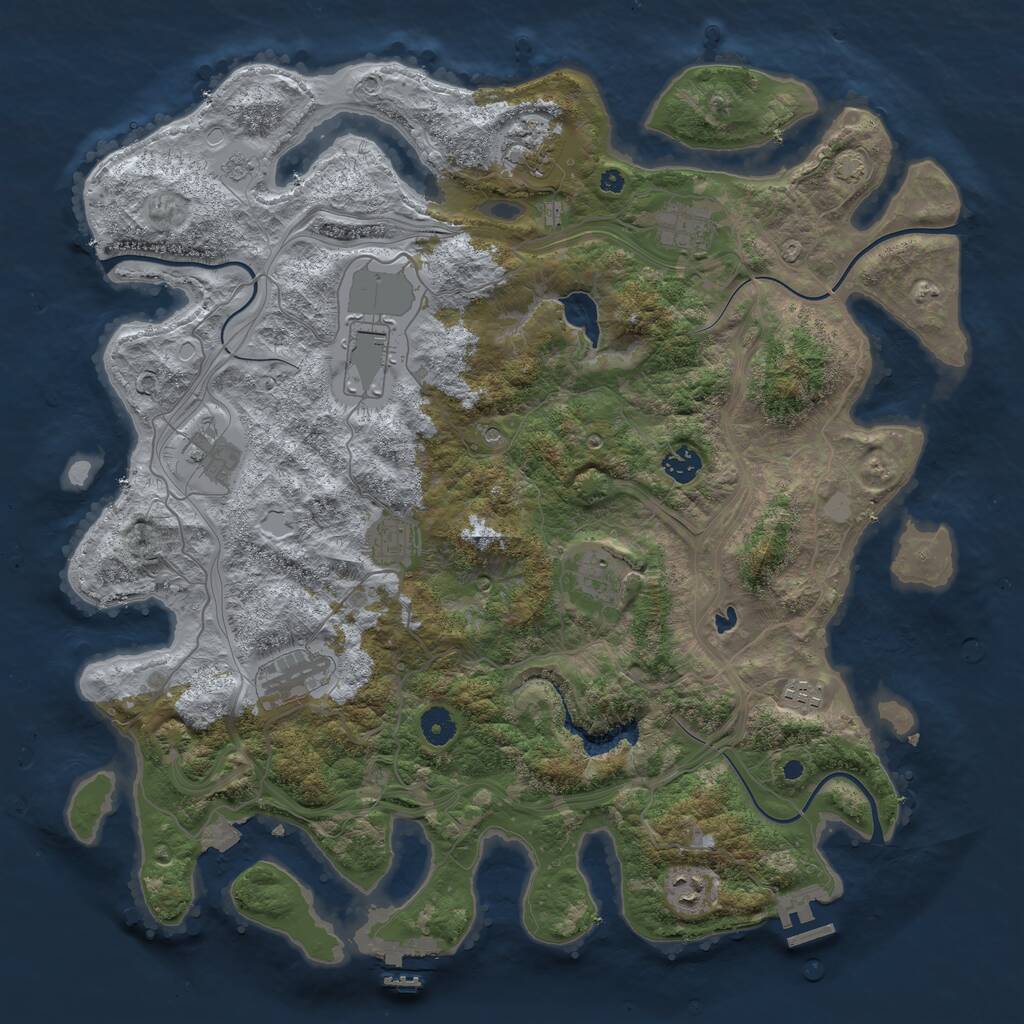 Rust Map: Procedural Map, Size: 4250, Seed: 923456743, 16 Monuments