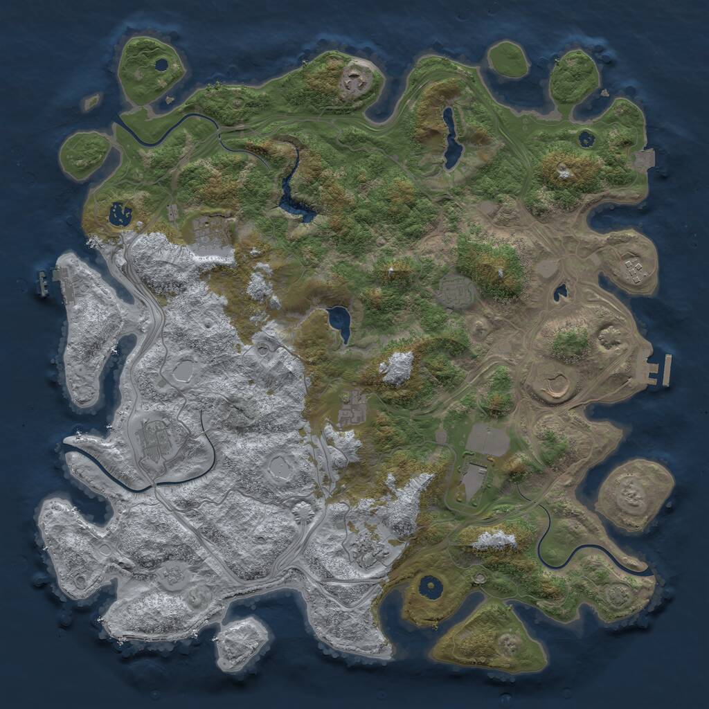 Rust Map: Procedural Map, Size: 4500, Seed: 1366320765, 16 Monuments