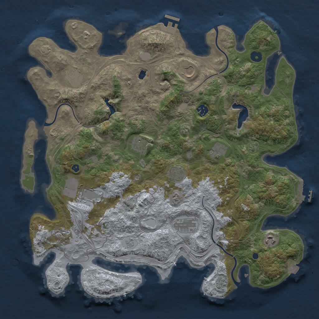 Rust Map: Procedural Map, Size: 4250, Seed: 1691274367, 17 Monuments