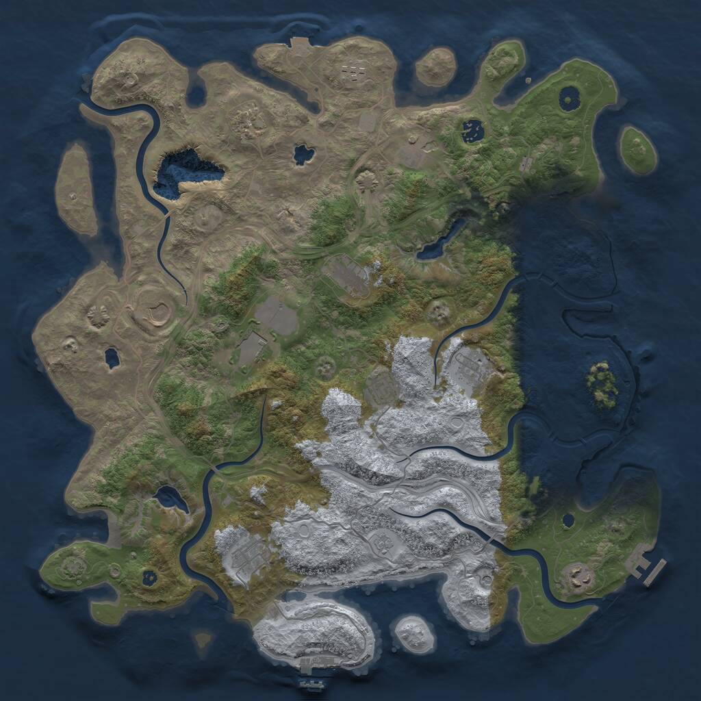 Rust Map: Procedural Map, Size: 4500, Seed: 1854318536, 17 Monuments