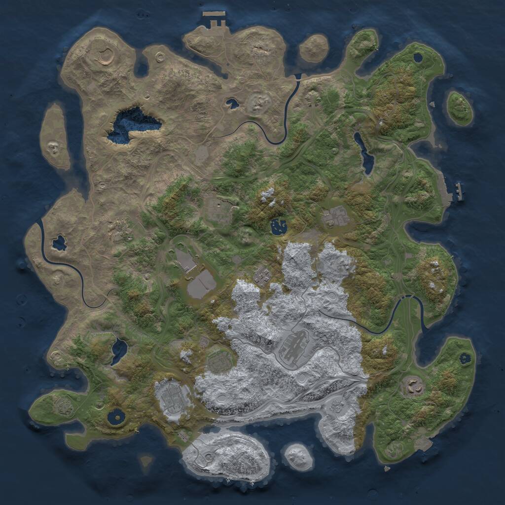 Rust Map: Procedural Map, Size: 4500, Seed: 1854318536, 17 Monuments