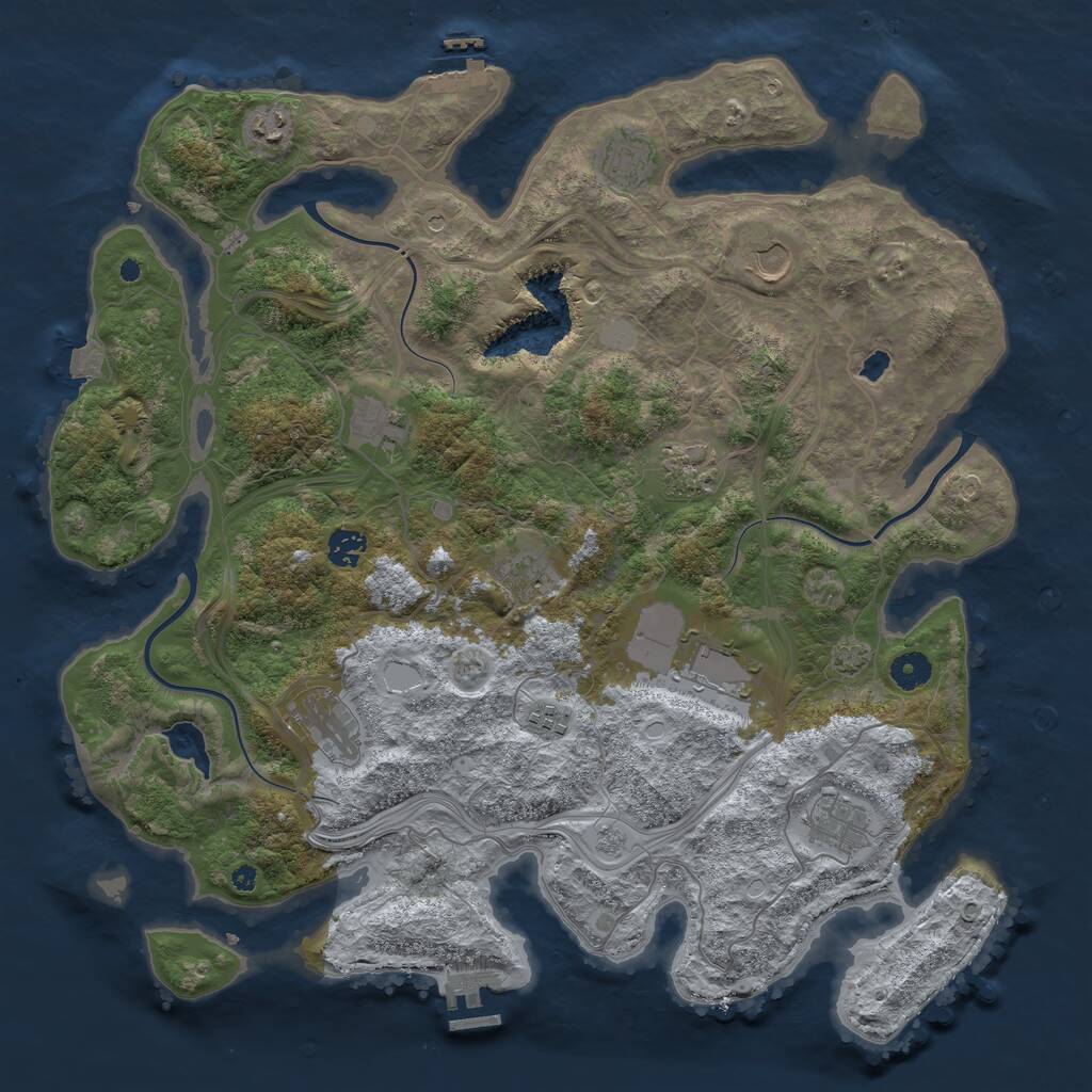 Rust Map: Procedural Map, Size: 4250, Seed: 1402421557, 17 Monuments