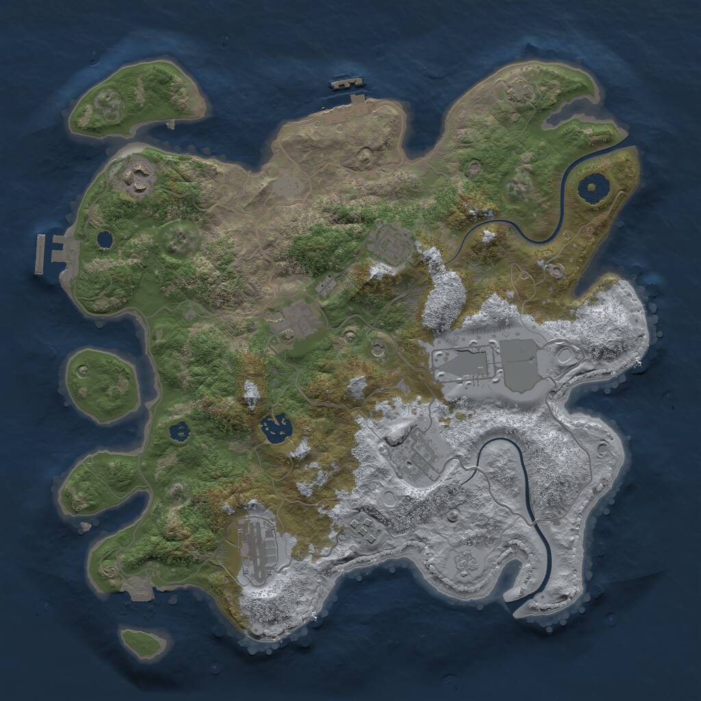 Rust Map: Procedural Map, Size: 3500, Seed: 579587110, 14 Monuments