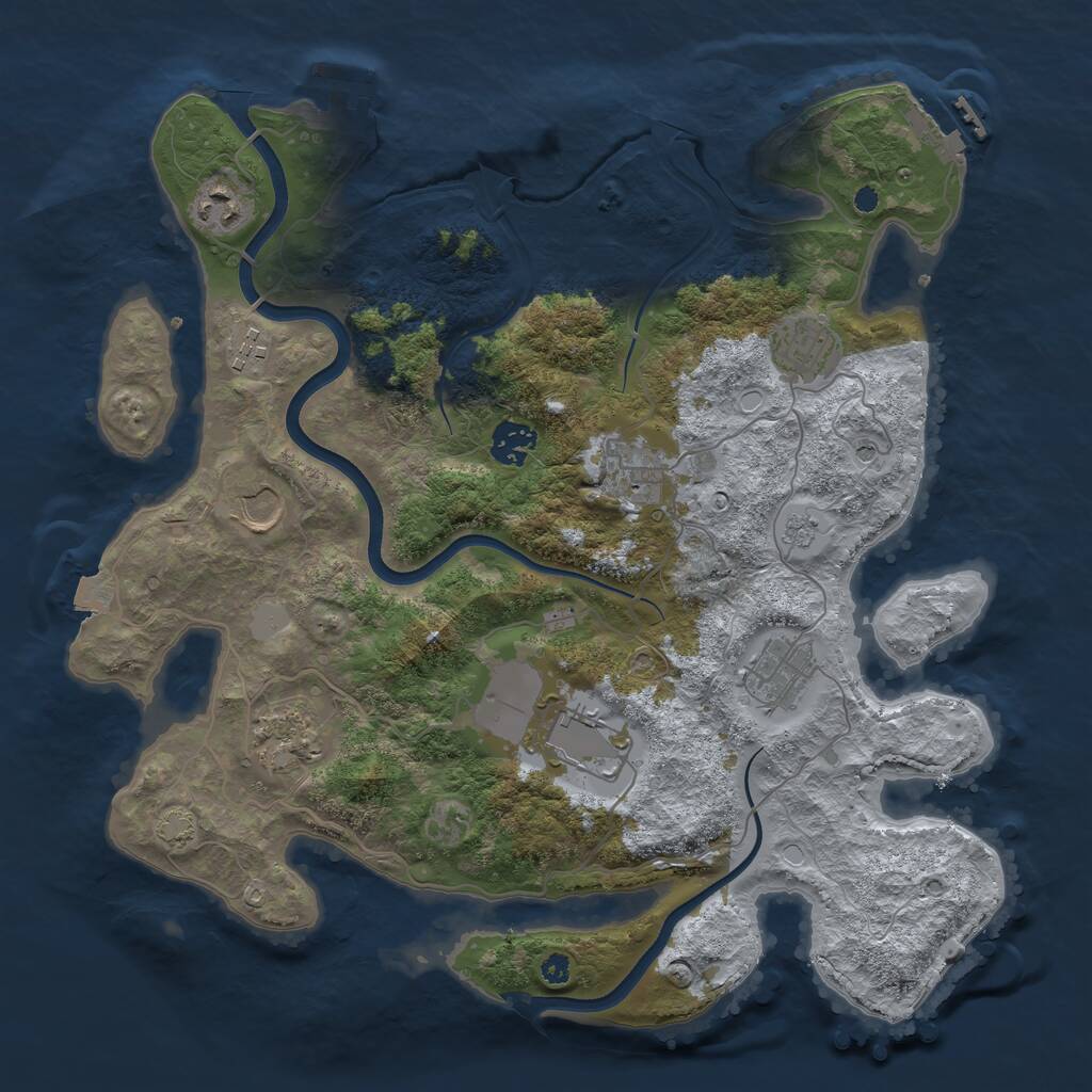 Rust Map: Procedural Map, Size: 3650, Seed: 85988012, 15 Monuments