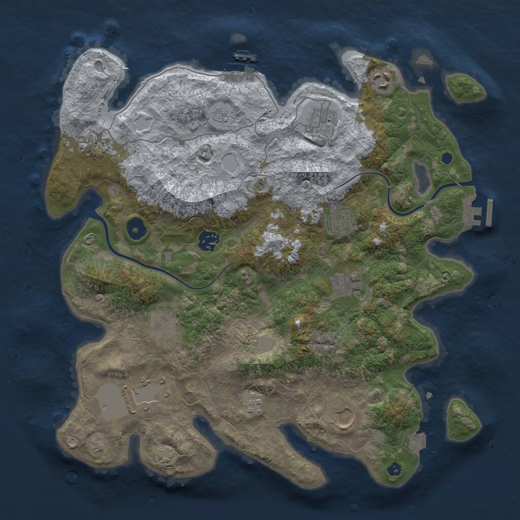 Rust Map: Procedural Map, Size: 3800, Seed: 725121701, 16 Monuments