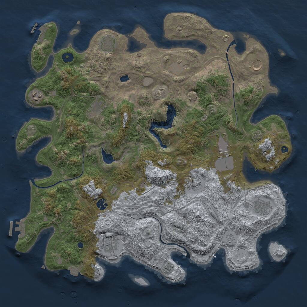 Rust Map: Procedural Map, Size: 4250, Seed: 1807684213, 17 Monuments