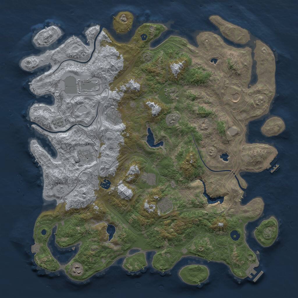 Rust Map: Procedural Map, Size: 4500, Seed: 581816881, 16 Monuments