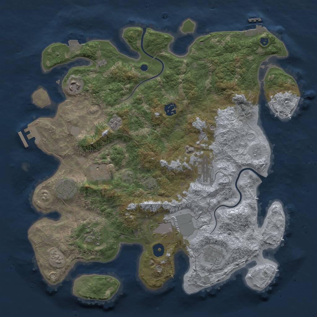 Rust Map: Procedural Map, Size: 3800, Seed: 1790348331, 15 Monuments