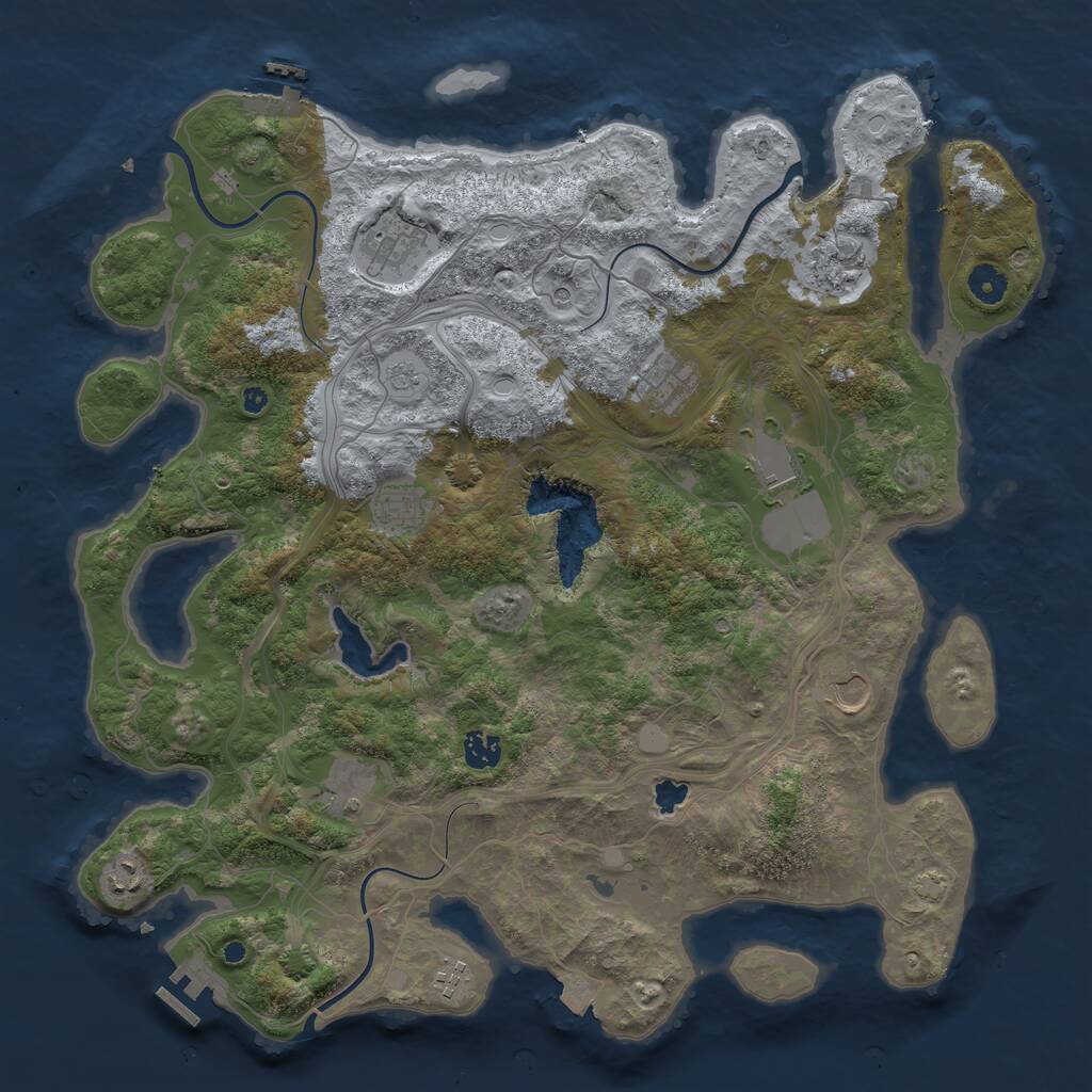 Rust Map: Procedural Map, Size: 4250, Seed: 441133887, 16 Monuments