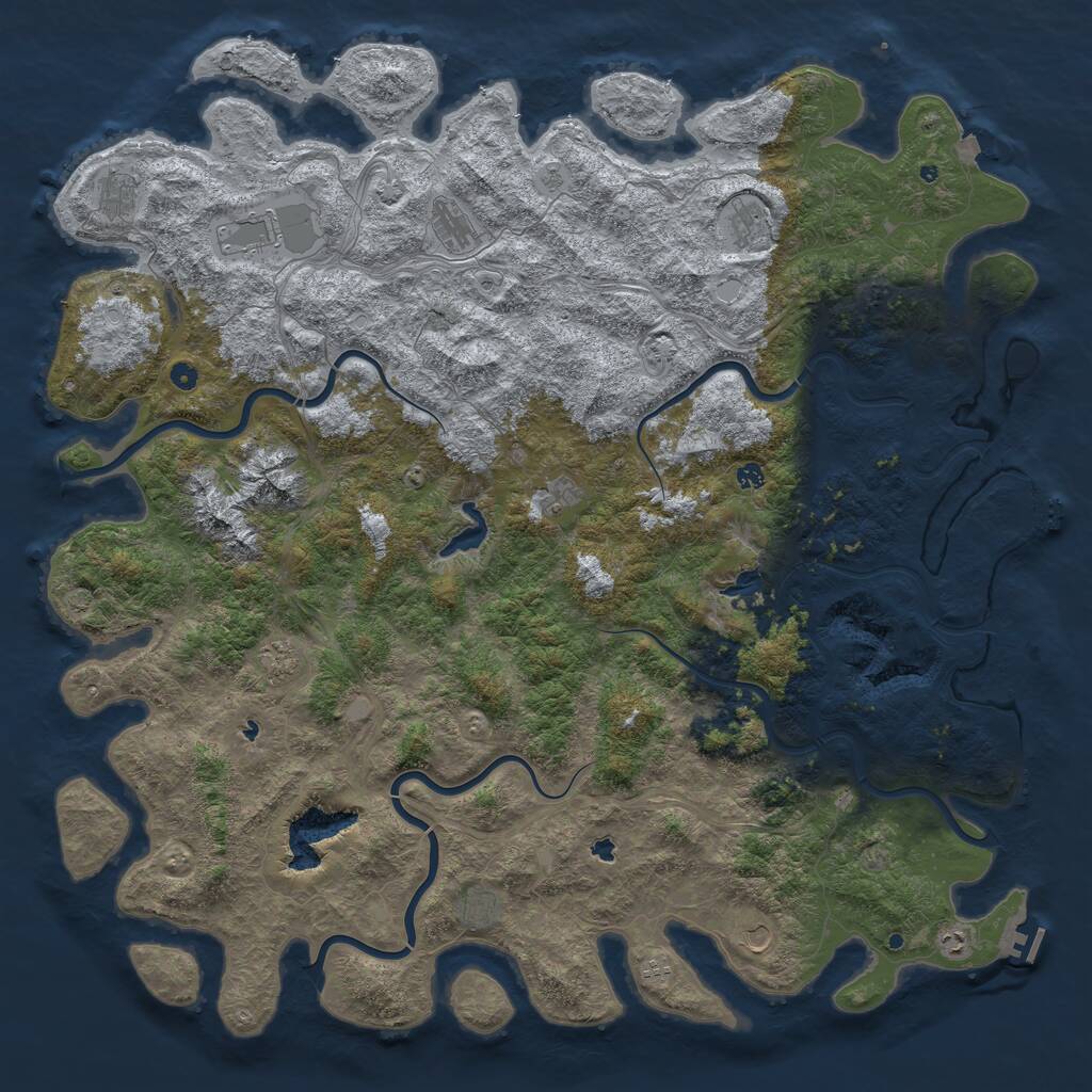 Rust Map: Procedural Map, Size: 6000, Seed: 347532501, 17 Monuments
