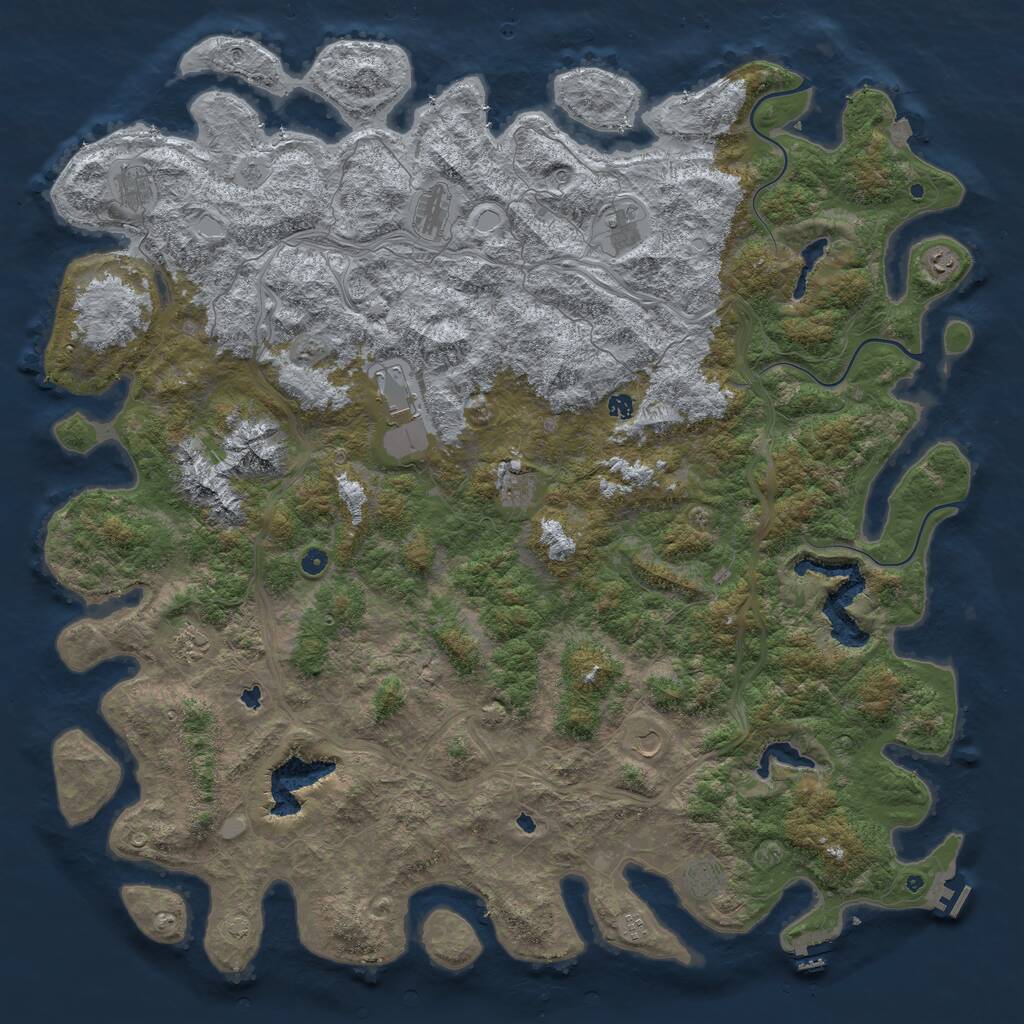 Rust Map: Procedural Map, Size: 6000, Seed: 347532501, 17 Monuments