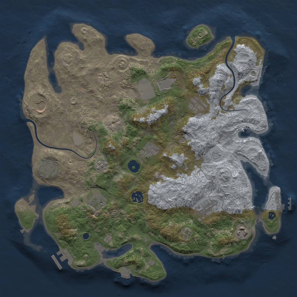 Rust Map: Procedural Map, Size: 3750, Seed: 1048115208, 17 Monuments