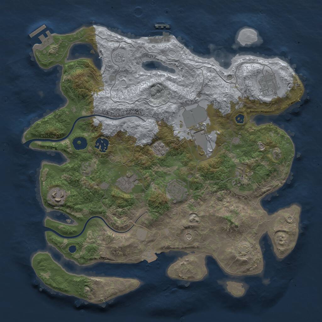 Rust Map: Procedural Map, Size: 3500, Seed: 781674707, 14 Monuments