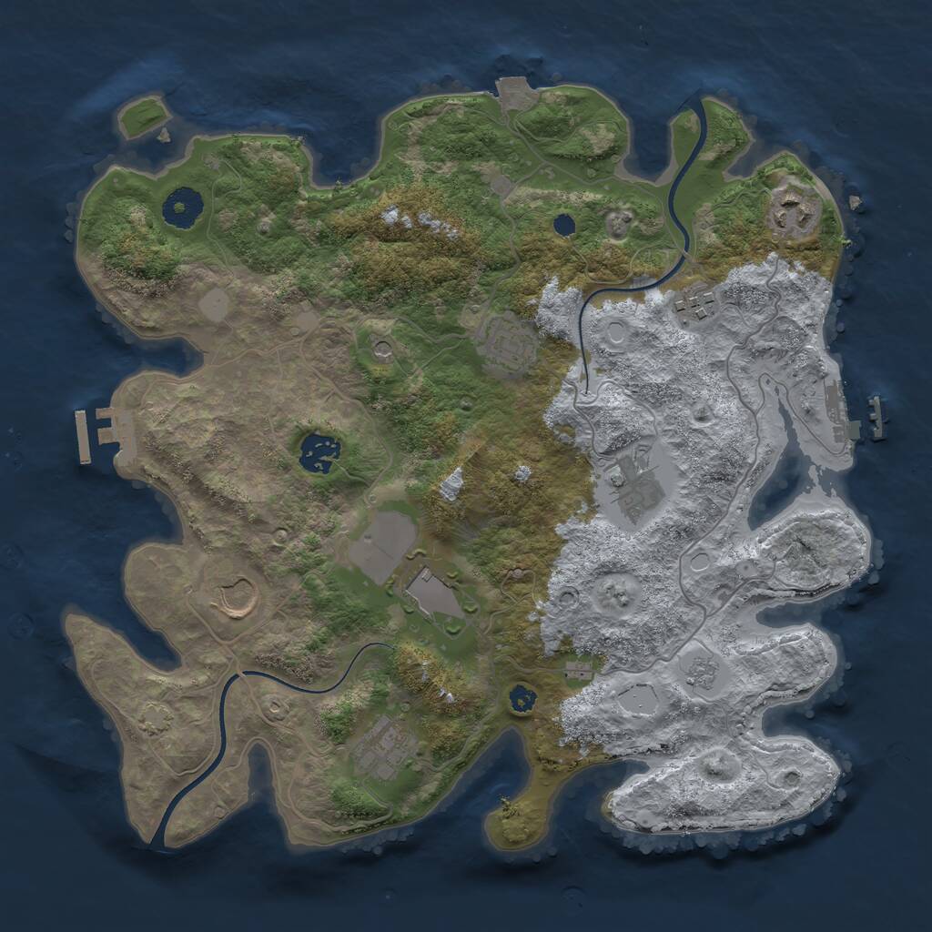 Rust Map: Procedural Map, Size: 3500, Seed: 2024118, 14 Monuments