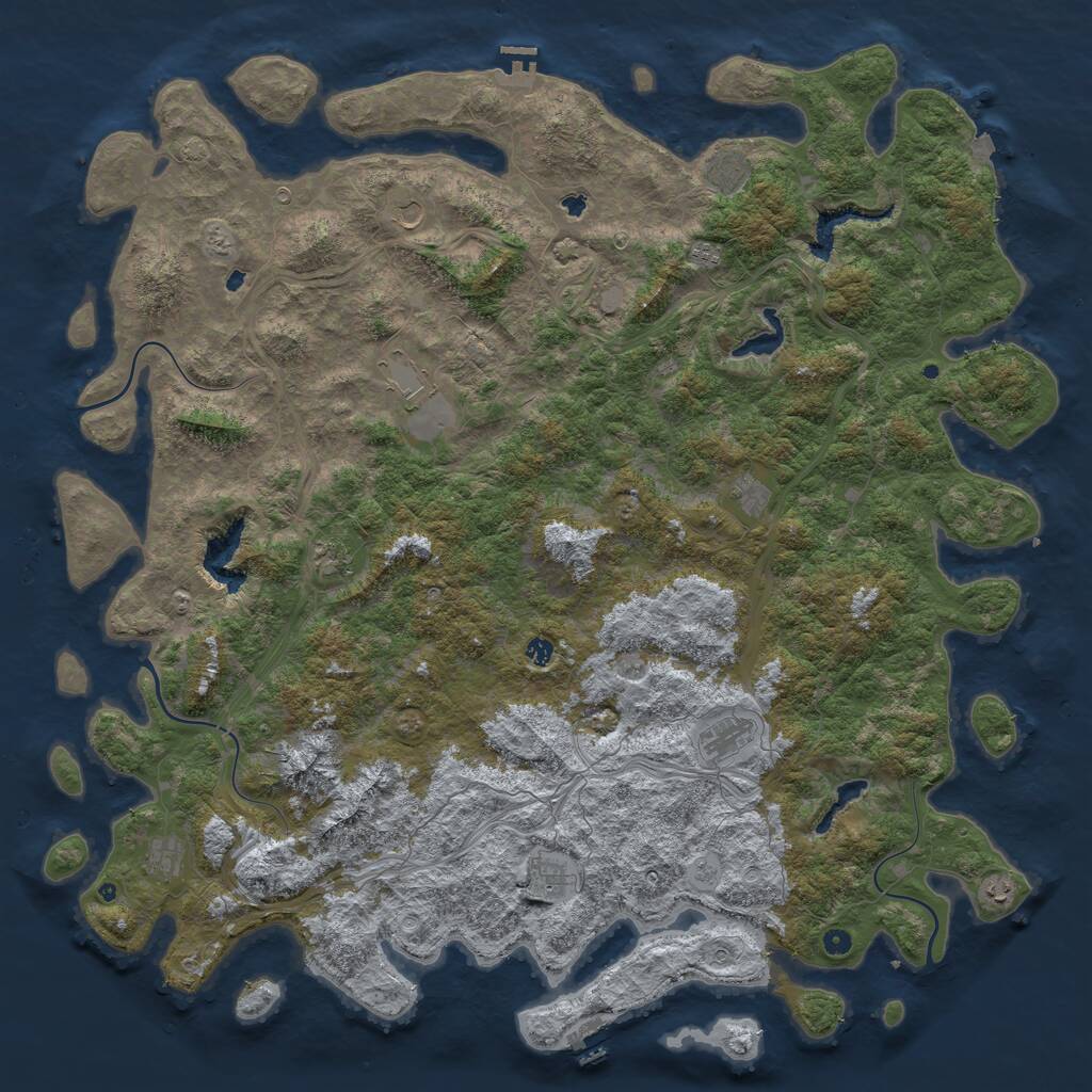 Rust Map: Procedural Map, Size: 6000, Seed: 1159654144, 17 Monuments