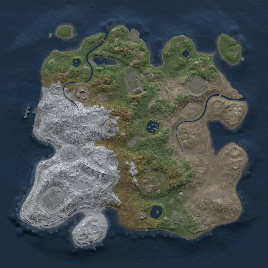 Rust Map: Procedural Map, Size: 3200, Seed: 376363009, 14 Monuments