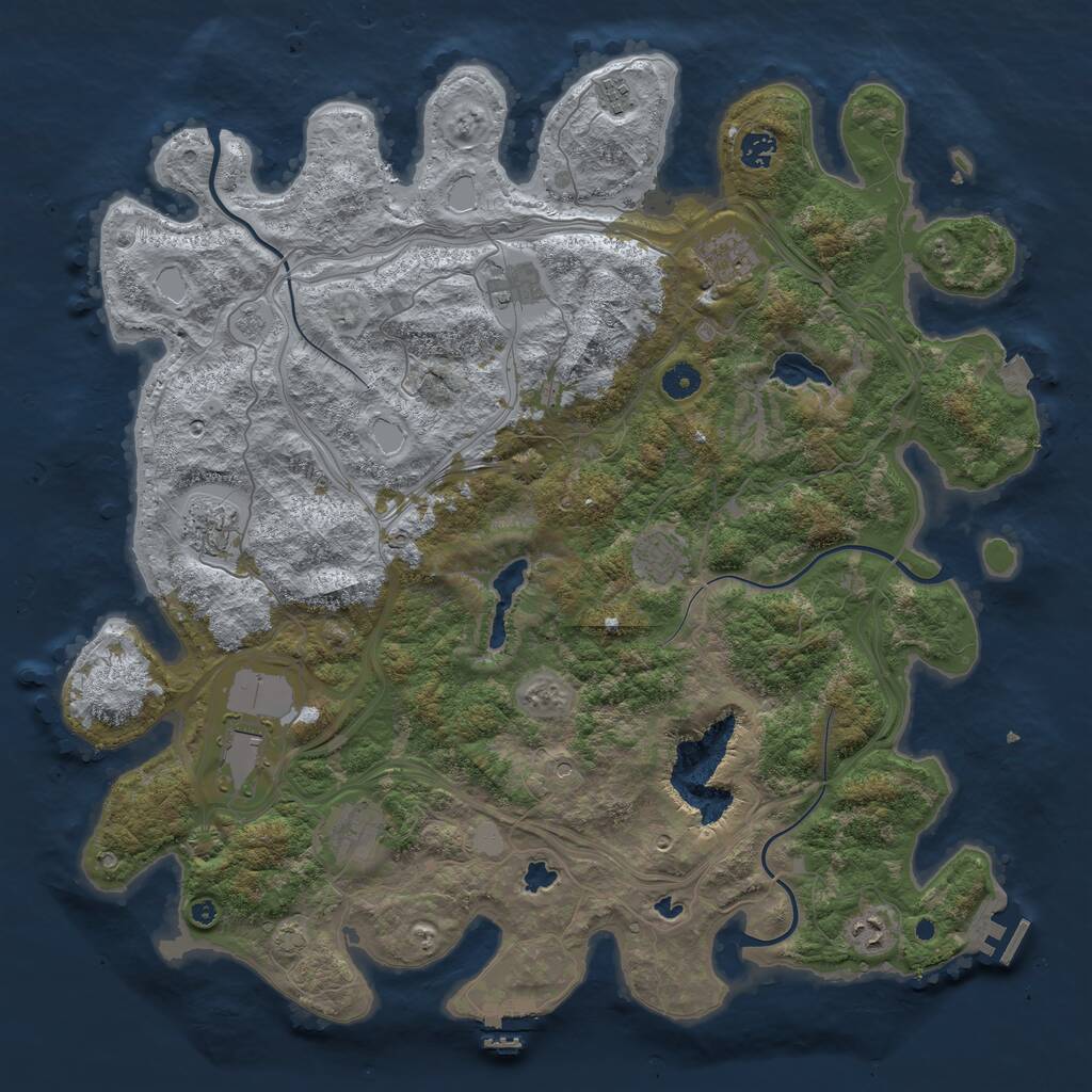 Rust Map: Procedural Map, Size: 4500, Seed: 1411209093, 15 Monuments