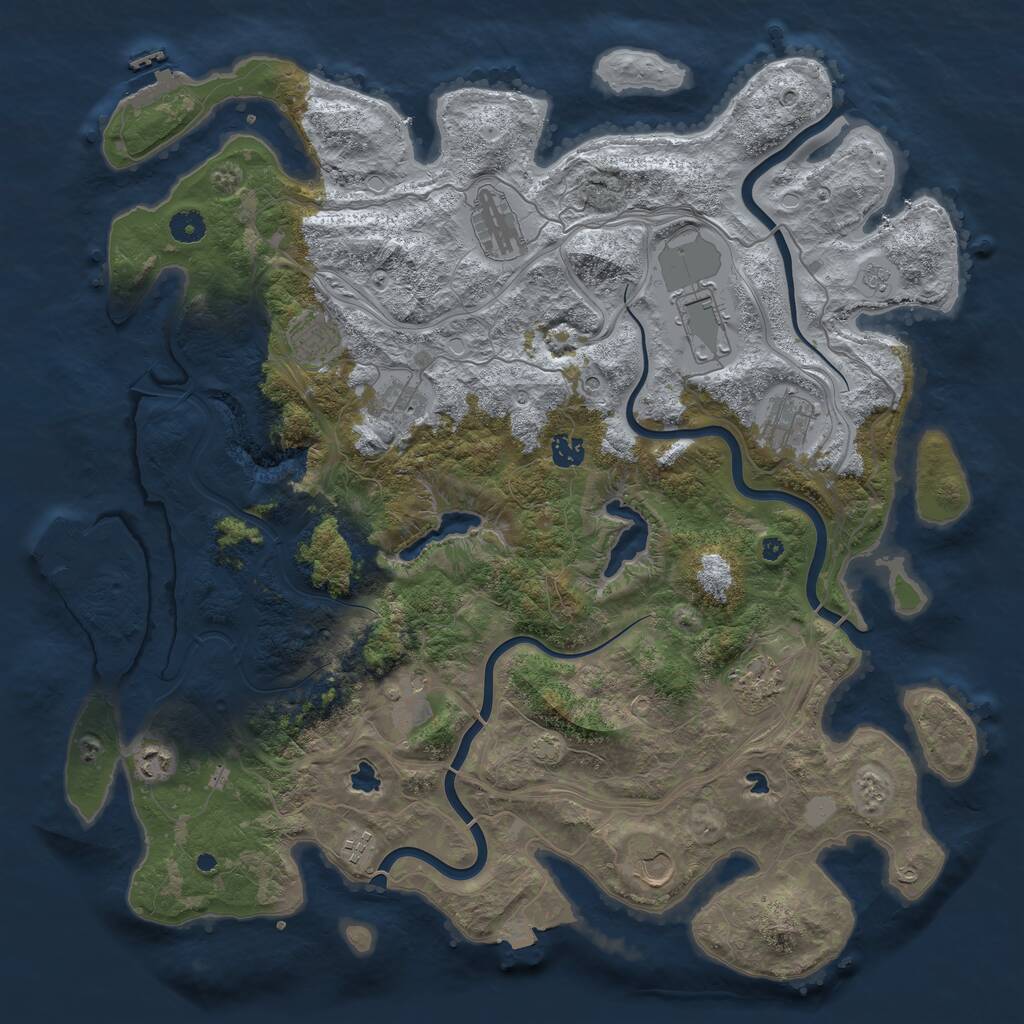 Rust Map: Procedural Map, Size: 4500, Seed: 17364496, 17 Monuments