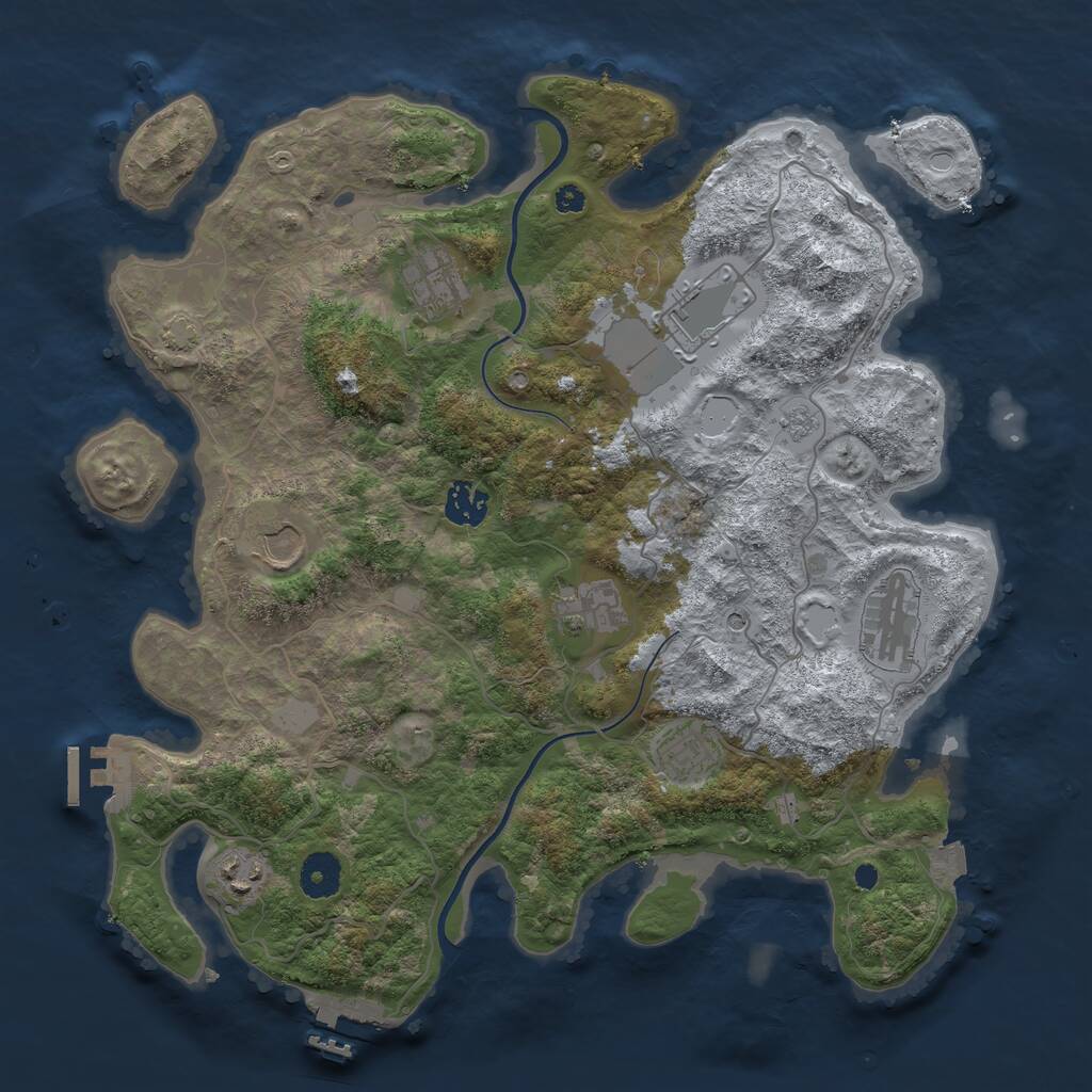 Rust Map: Procedural Map, Size: 3700, Seed: 1508338206, 14 Monuments