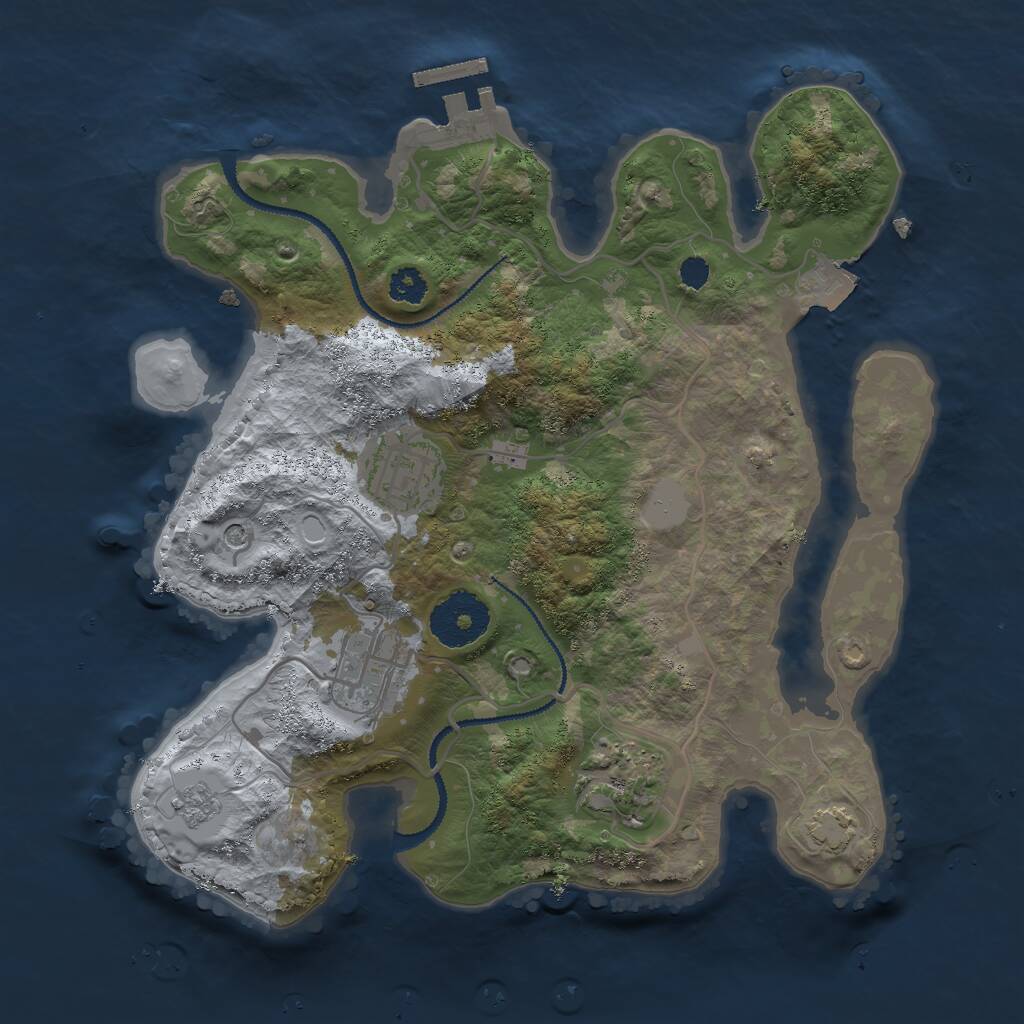 Rust Map: Procedural Map, Size: 2750, Seed: 1304916978, 8 Monuments