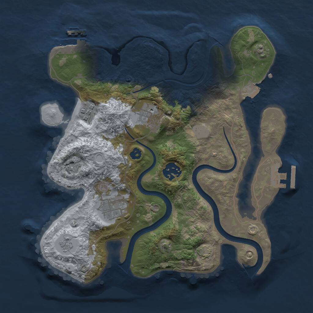 Rust Map: Procedural Map, Size: 2750, Seed: 1304916978, 9 Monuments