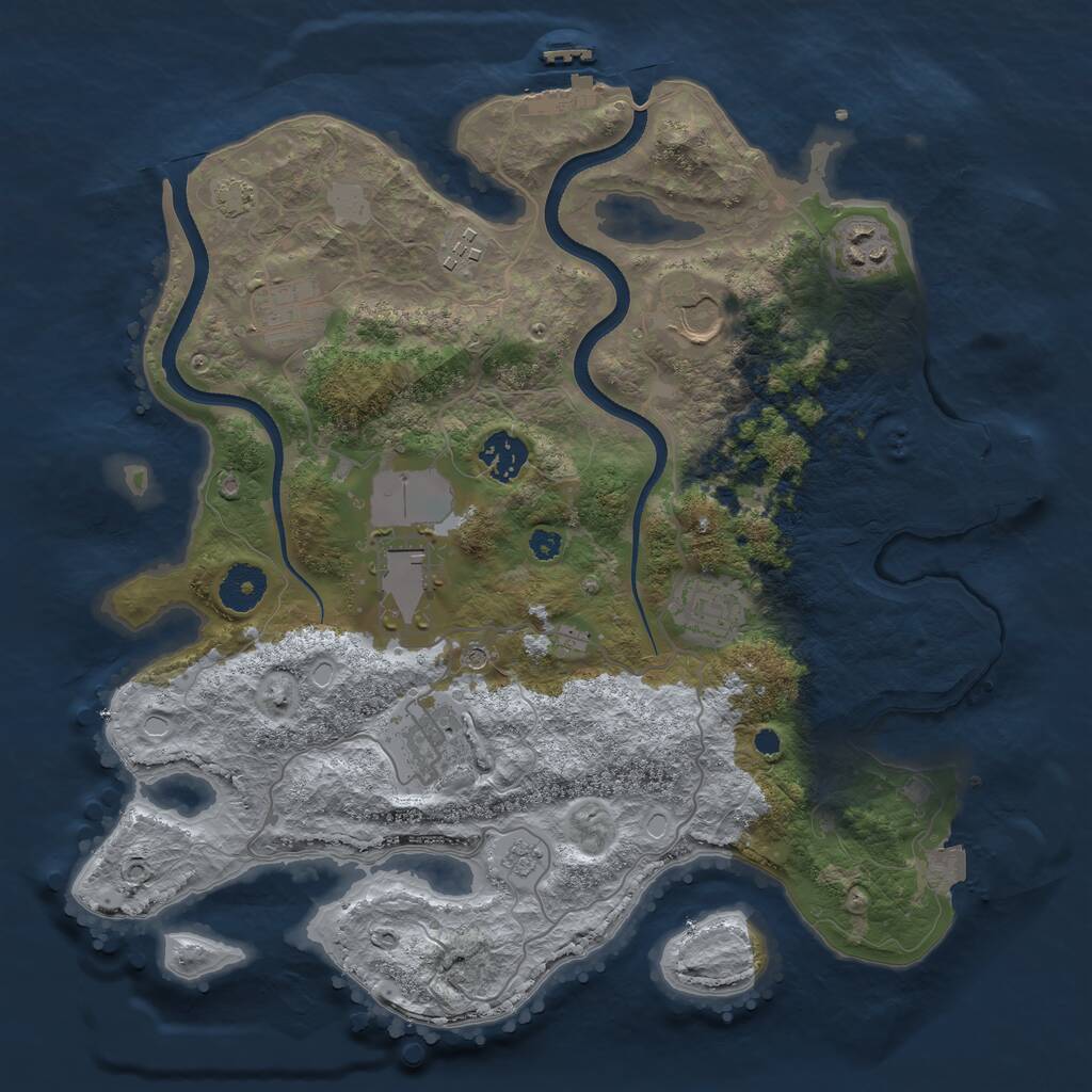 Rust Map: Procedural Map, Size: 3500, Seed: 694137326, 14 Monuments