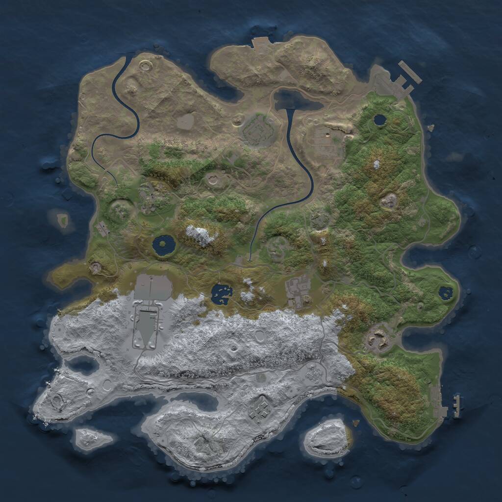 Rust Map: Procedural Map, Size: 3500, Seed: 694137326, 14 Monuments