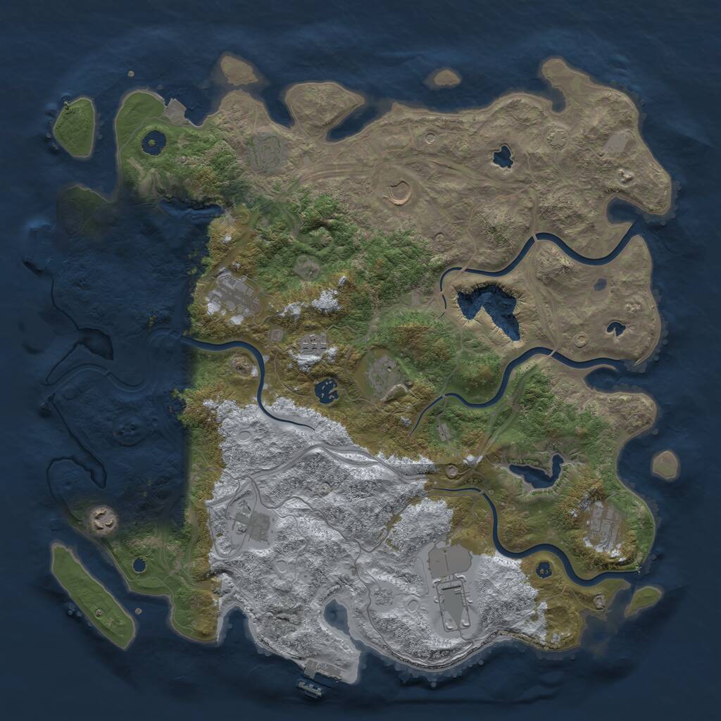 Rust Map: Procedural Map, Size: 4500, Seed: 974330897, 16 Monuments