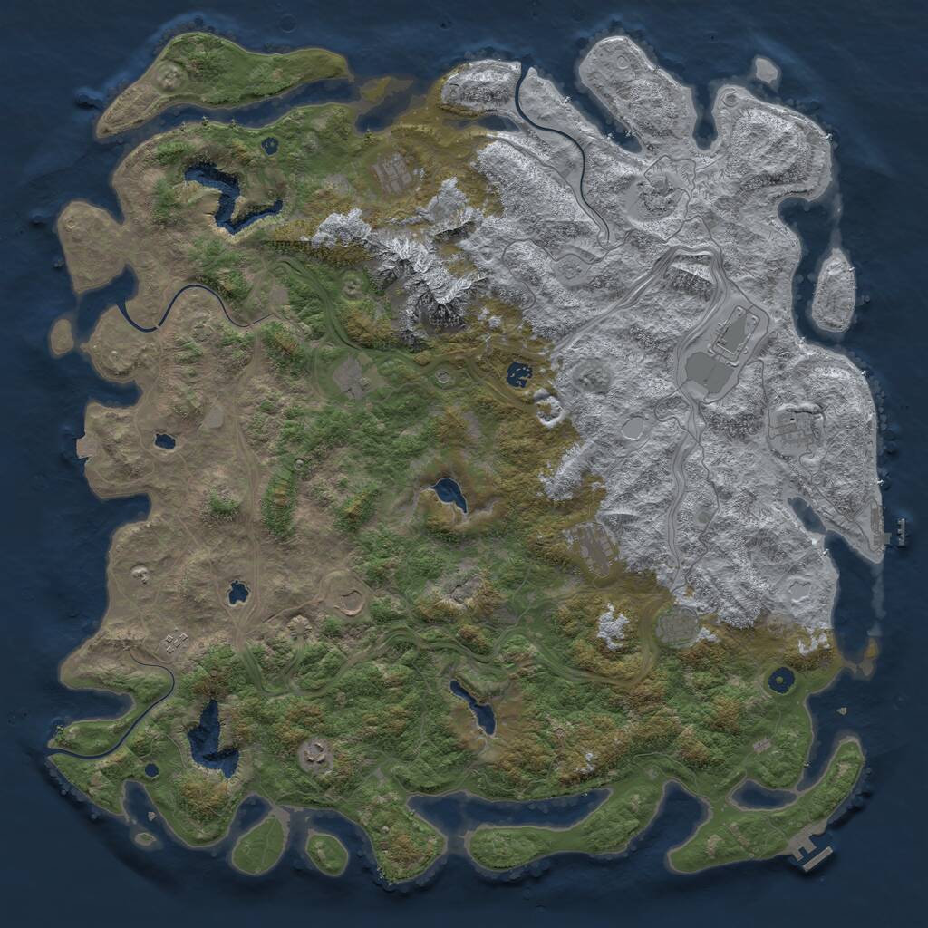 Rust Map: Procedural Map, Size: 5500, Seed: 19880316, 17 Monuments