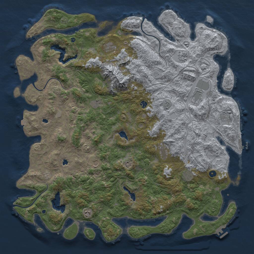 Rust Map: Procedural Map, Size: 5500, Seed: 19880316, 17 Monuments