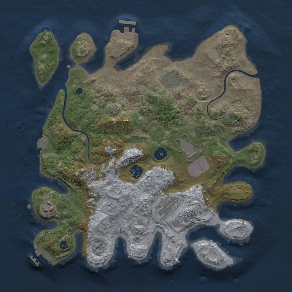 Rust Map: Procedural Map, Size: 3500, Seed: 720050282, 12 Monuments