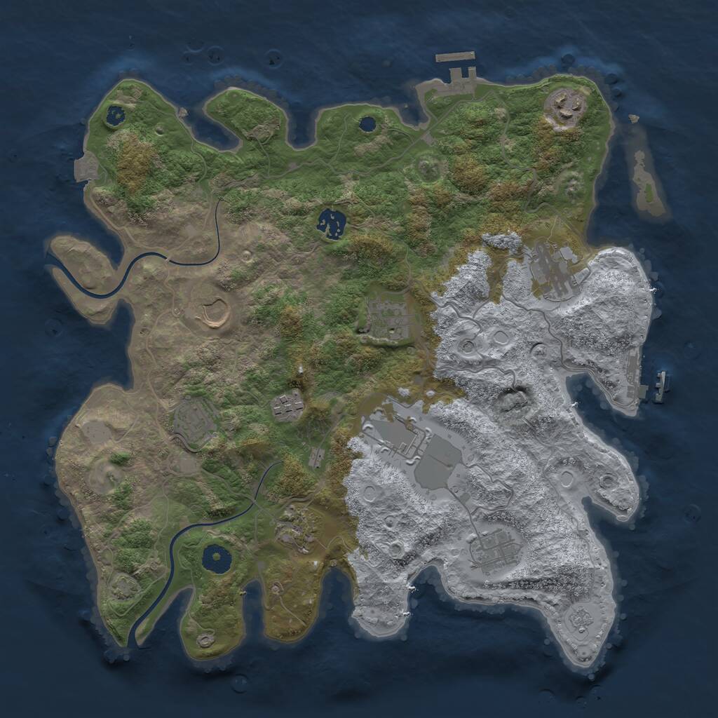 Rust Map: Procedural Map, Size: 3700, Seed: 900397872, 16 Monuments