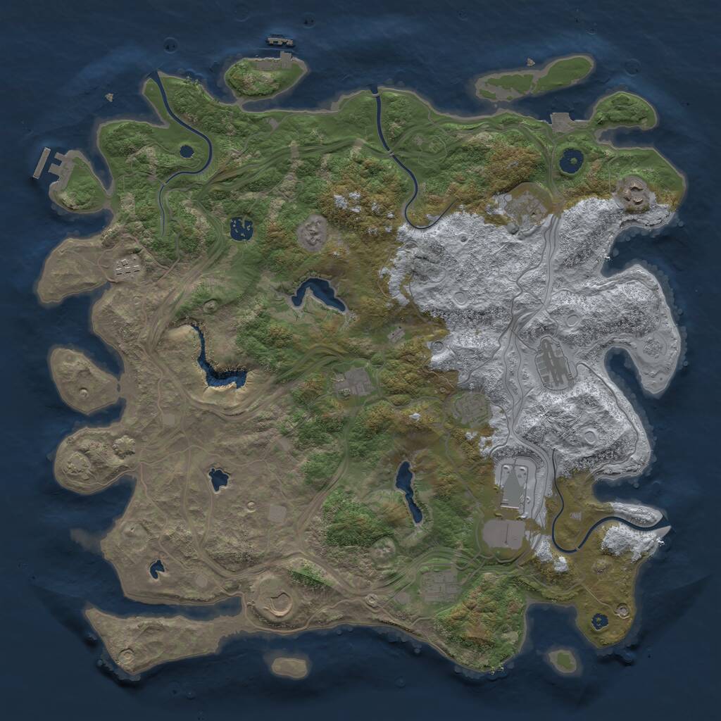 Rust Map: Procedural Map, Size: 4500, Seed: 7250686, 16 Monuments