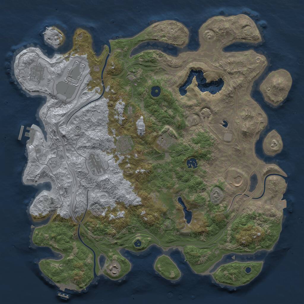 Rust Map: Procedural Map, Size: 4250, Seed: 2113188038, 16 Monuments