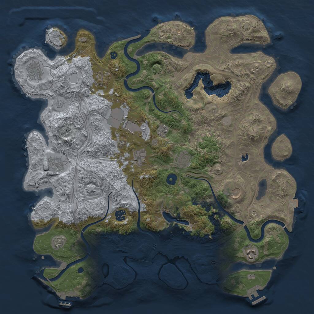 Rust Map: Procedural Map, Size: 4250, Seed: 2113188038, 16 Monuments