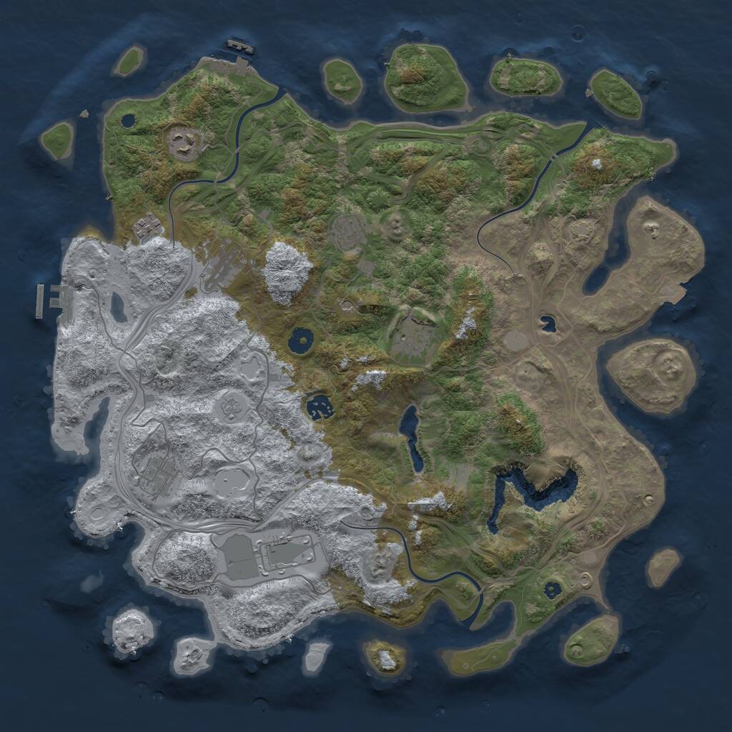 Rust Map: Procedural Map, Size: 4300, Seed: 1289663952, 14 Monuments